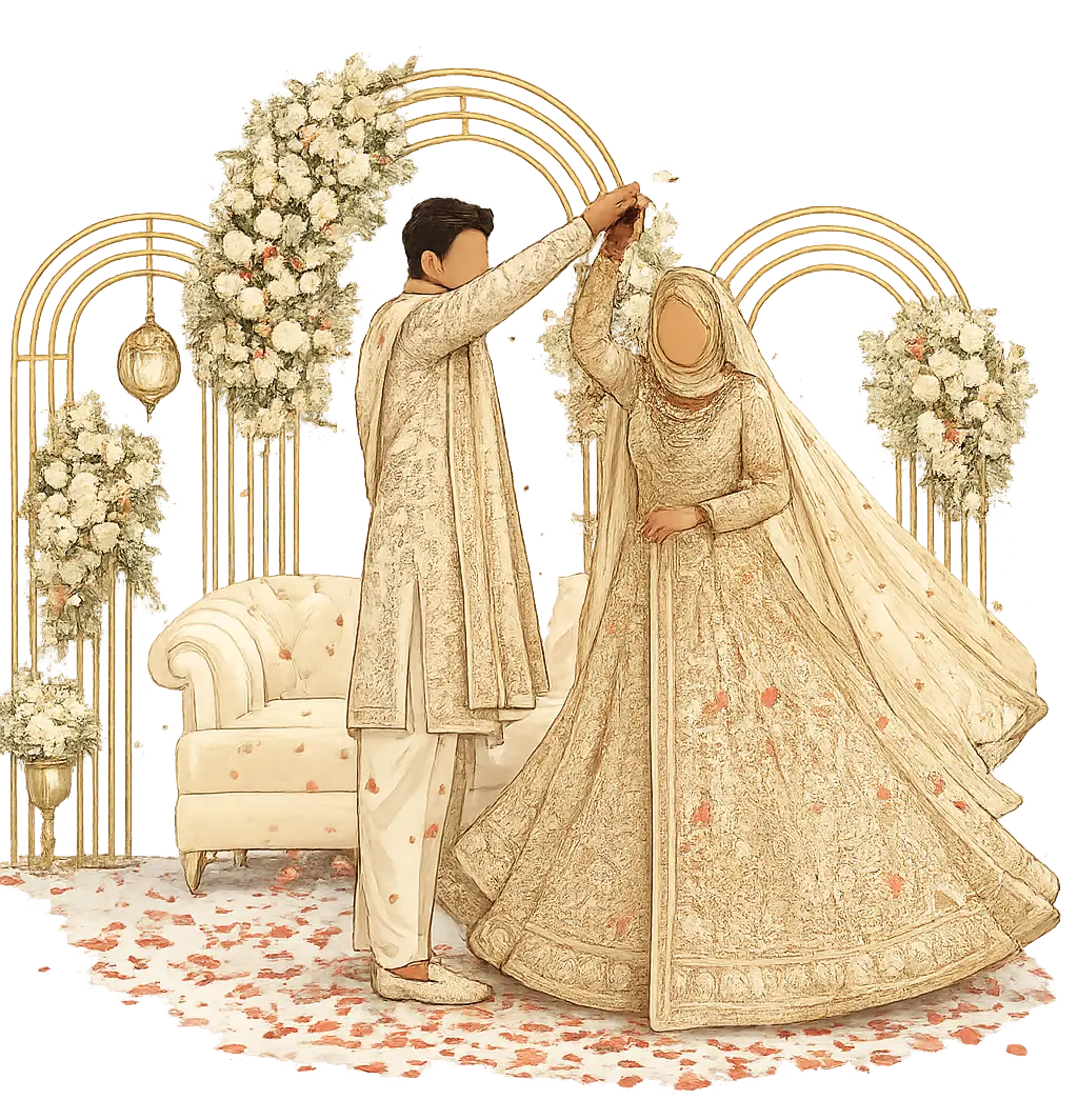 The couple at their wedding reception